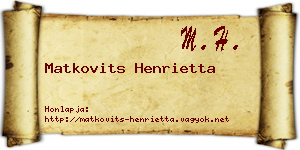 Matkovits Henrietta névjegykártya